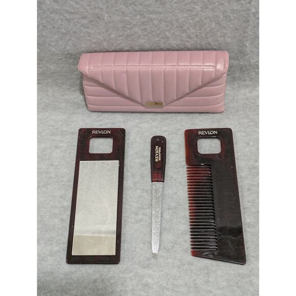 Revlon Grooming Set Tool‎ Kit with Pink Pouch  Comb Shaping Set Vintage - Picture 8 of 10